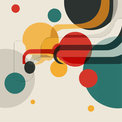 Abstract flowing geometric shapes with bold color accents on a light background, modern vector illustration for branding, presentations, digital design, and corporate communication with copy space