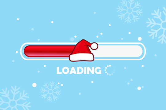Christmas-themed loading bar with unique festive design on light blue background. Modern holiday UI elements and winter digital interface illustration for web and app design.
