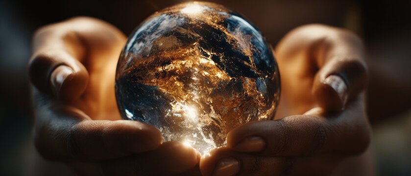 Hands holding a glowing orb