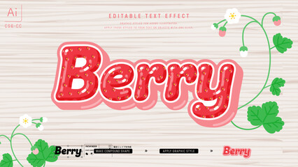 いちごのつぶつぶ質感デザインのテキストグラフィックスタイル