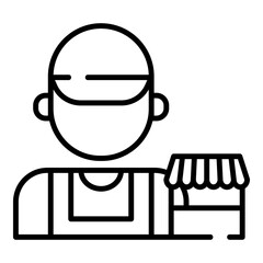 Market seller black line icon