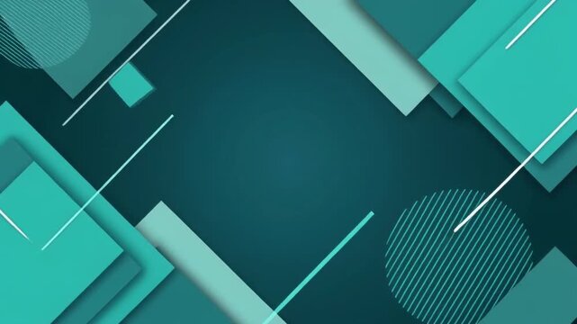 Abstract geometric teal background with overlapping squares and lines
