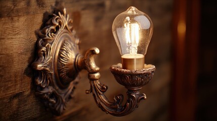 Vintage light fixture with a glowing bulb