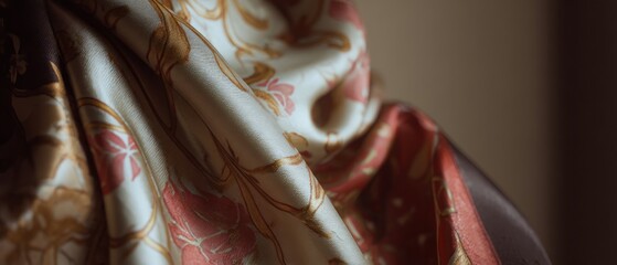 Close up of patterned silk fabric