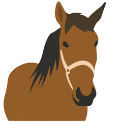 Brown horse head flat vector illustration