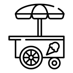 Ice cream cart black line icon