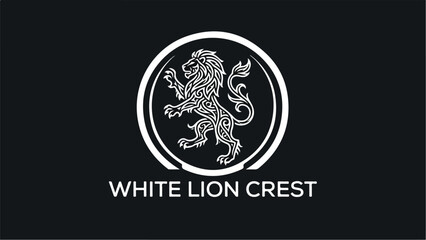 White Lion Crest Logo Design.