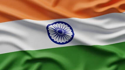 India National Flag Waving Tricolor with Ashoka Chakra Fabric Background