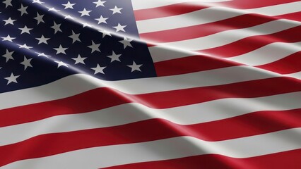 United States National Flag Waving Stars and Stripes Fabric