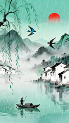 vector illustration of a village