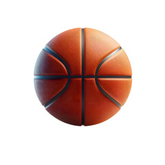 High-quality 3D rendered basketball featuring a realistic orange leather texture with clearly defined black channel lines. Isolated on a white background, this detailed illustration is ideal for sport