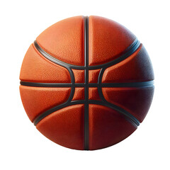 High-quality 3D rendered basketball featuring a realistic orange leather texture with clearly defined black channel lines. Isolated on a white background, this detailed illustration is ideal for sport