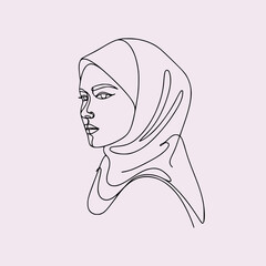 Muslim Woman Wearing Hijab Portrait Vector Illustration
