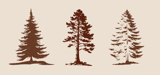 Pine Trees Forest Silhouette Vector Illustration