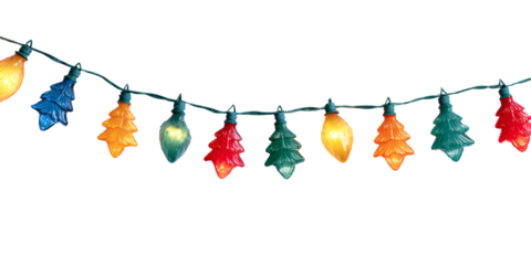Whimsical Christmas tree string lights glowing with nostalgic holiday cheer for festive celebrations and winter decorations