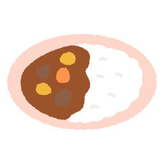 手書き風の単品アイコンイラスト　食べ物　カレー
