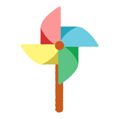 手書き風のシンプルアイコンイラスト　かざぐるま