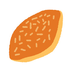 手書き風の単品アイコンイラスト　食べ物　カレーパン