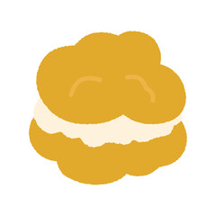 手書き風の単品アイコンイラスト　食べ物　シュークリーム