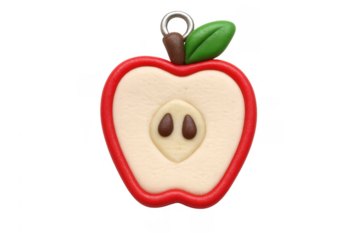 Handmade polymer clay red apple half charm