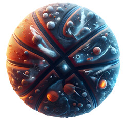 High-quality 3D rendered basketball featuring a realistic orange leather texture with clearly defined black channel lines. Isolated on a white background, this detailed illustration is ideal for sport