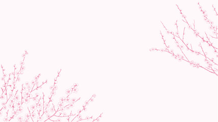 ペンで描いた梅の枝の背景素材