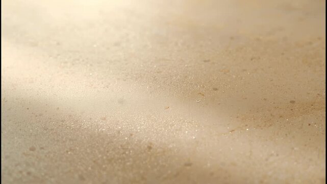 Sandy beach surface with gentle sand patterns and sunlight reflection
