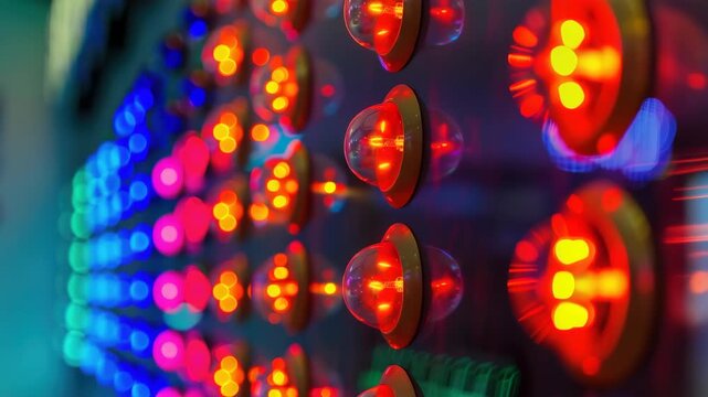 A close-up showcasing a colorful arrangement of LED lights.