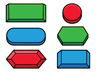 Colorful geometric shapes set with various forms and vibrant colors.