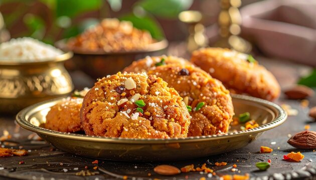 Bihari Thekua Close-Up. Traditional Indian Food