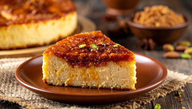 Chhena Poda Slice Close-Up. Traditional Indian Food