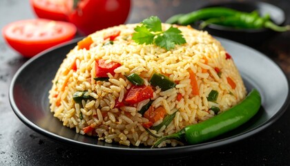 Pakhala with Green Chili and Tomato. Traditional Indian Food