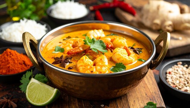 Chingri Malai Curry. Traditional Indian Food