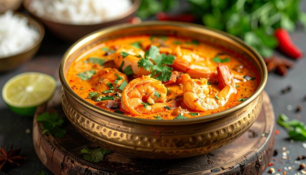 Chingri Malai Curry. Traditional Indian Food