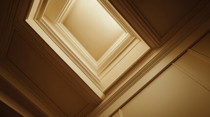 Obraz premium photo Ceiling with freshly installed moldings, focusing on the uniformity and sharpness of the angles at the corners --ar 16:9 --v 6.1 Job ID: d36e3f4b-be98-44a1-97e9-4367006a2cf4