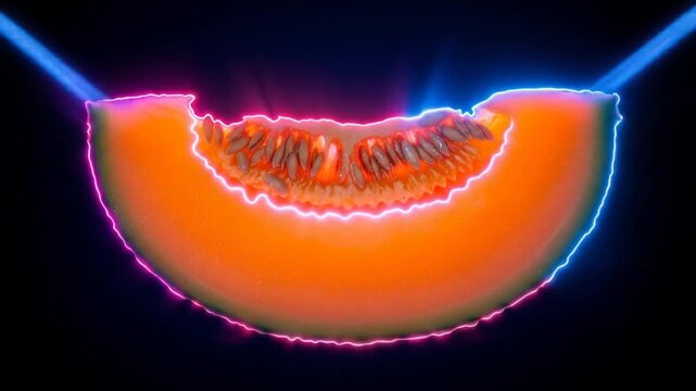 Melon Slices with Neon Glow: A Fresh and Futuristic Take on a Classic Fruit Display