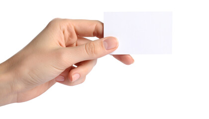 Obraz premium Hand Holding Blank Business Card on Black Background