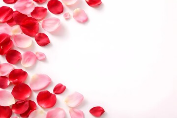 Hyper Realistic Valentine Background with Rose Petals and Copy Space