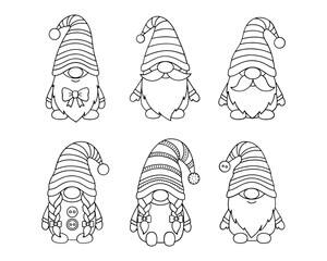 Charming collection of whimsical gnomes in various poses ideal for holiday crafts