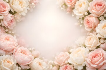 Hyper Realistic Pastel Floral Background With Elegant Copy Space