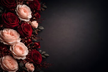 Luxury Dark Floral Background With Dramatic Copy Space