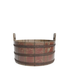 3D Render Wooden Barrel Against White background