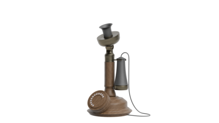 3D Render Vintage Candlestick Telephone on White background
