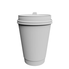 3D Render Blank White Disposable Coffee Cup