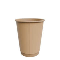3D Render Plain Brown Paper Cup on White background