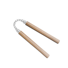 3D Render Wooden Nunchaku on White background