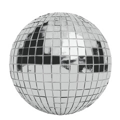3D Render Reflective Disco Ball on White background