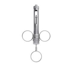 3D Render Vintage Metal Syringe on White background