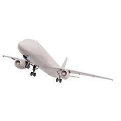 3D Render White Airplane on White background