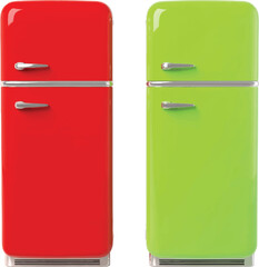 green refrigerator isolated on white